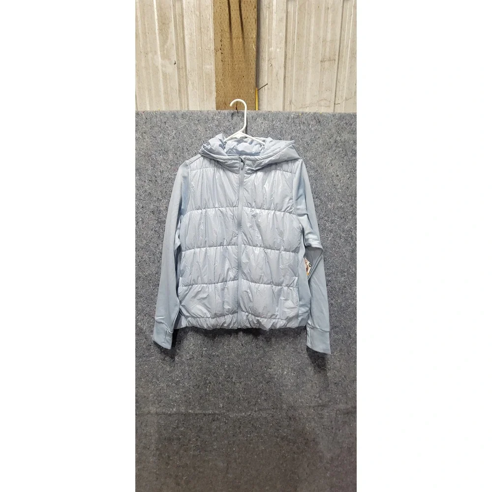 Avia Women's Quilted Jacket Blue Wish (Light Blue) Long Sleeve Hooded XL NWT